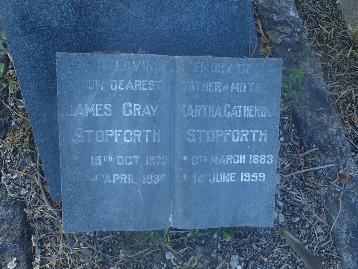 STOPFORTH James Gray 1875-1938 &amp; Martha Catherina 1883-1959