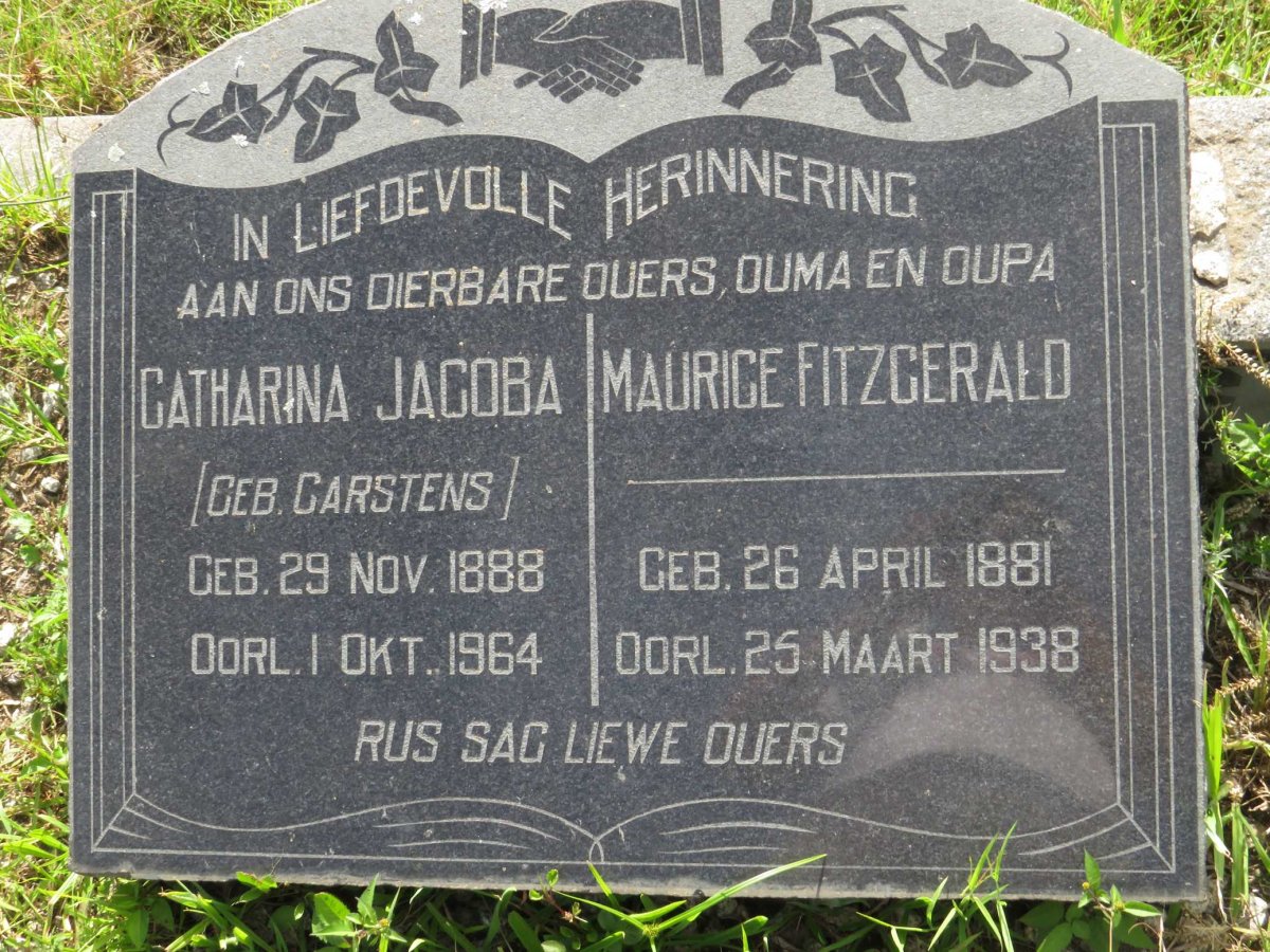 STEVENS Maurice Fitzgerald 1882-1938 & Catharina Jacoba nee CARSTENS 1888-1964