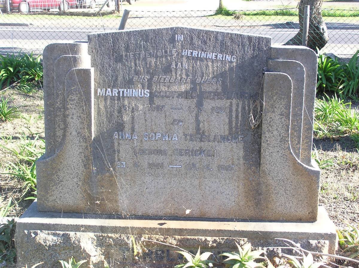 TERBLANCHE Marthinus Godfried 1857-1930 &amp; Anna Sophia GERICKE 1861-1927