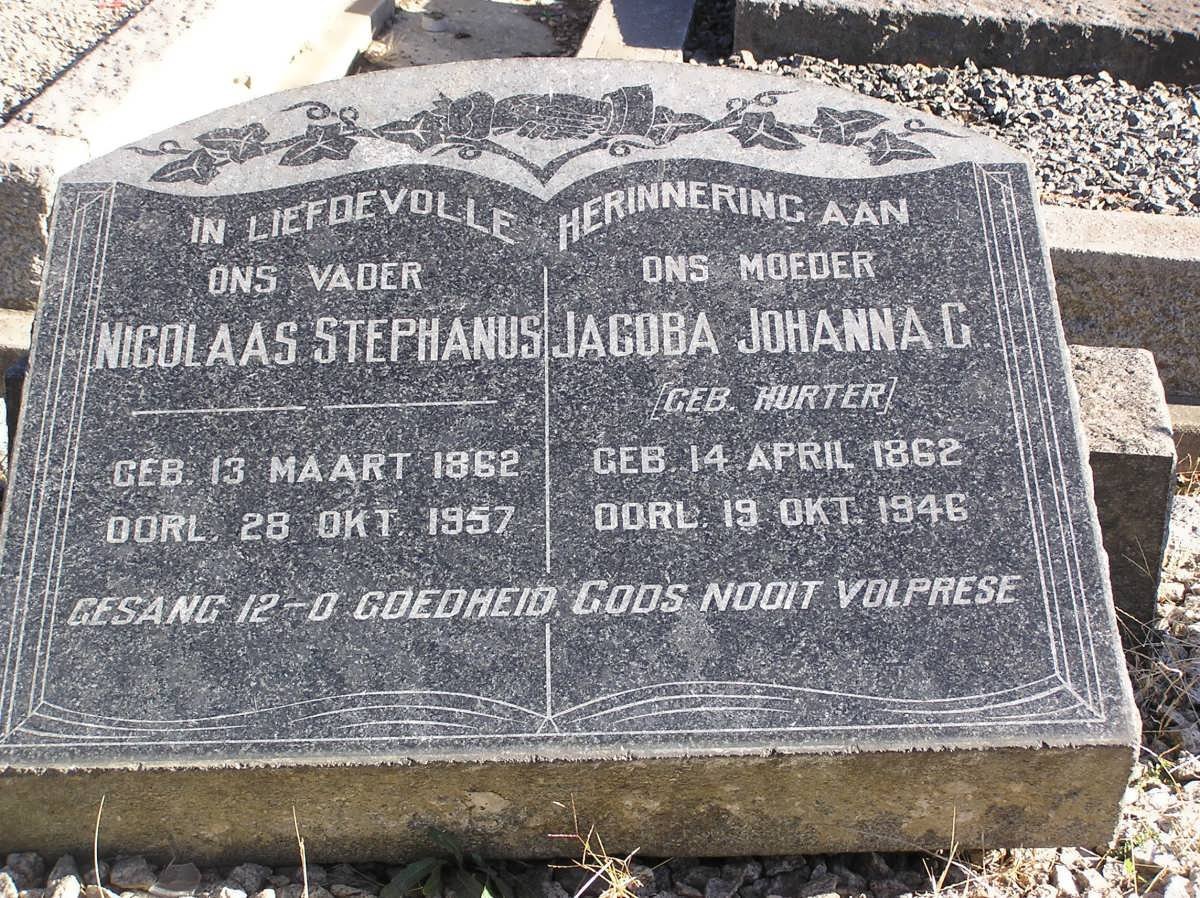 TERBLANCHE Nicolaas Cornelis Stephanus 1862-1957 &amp; Jacoba Johanna Gertruida HURTER 1862-1946