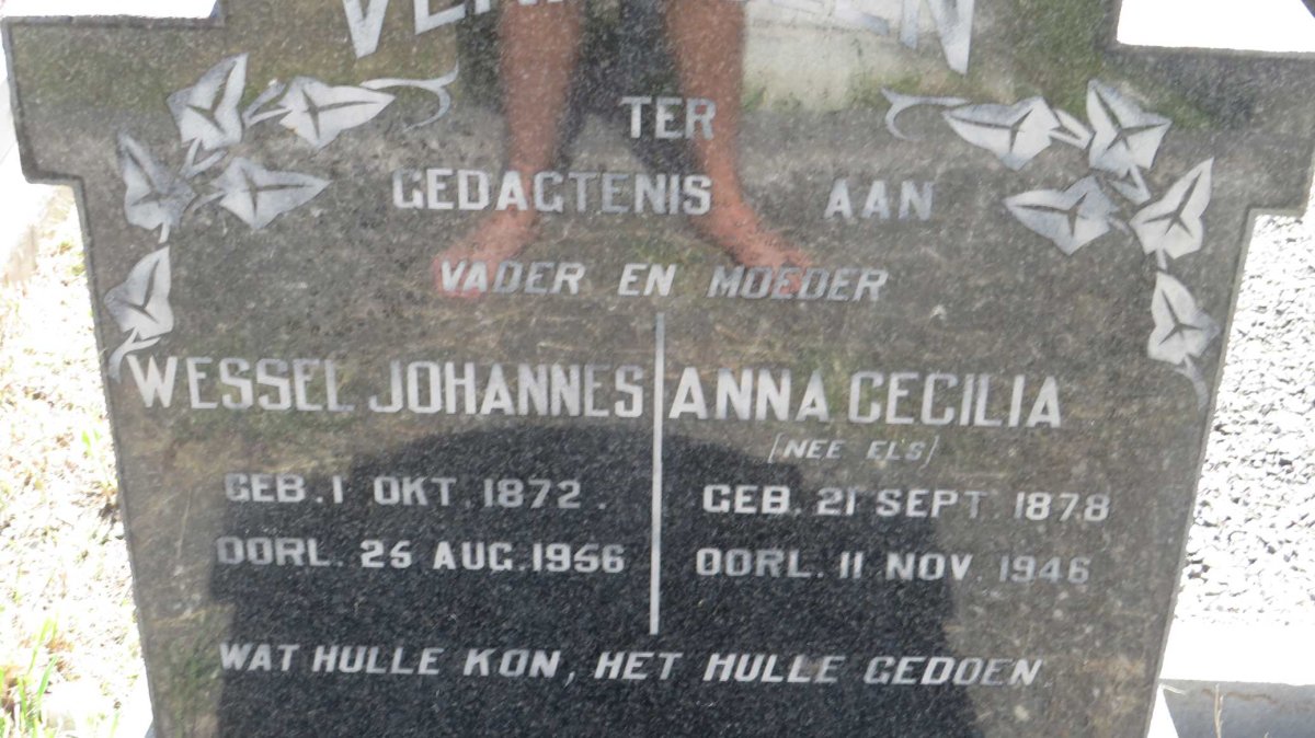 VERMEULEN Wessel Johannes 1872-1956 &amp; Anna Cecilia ELS 1878-1946