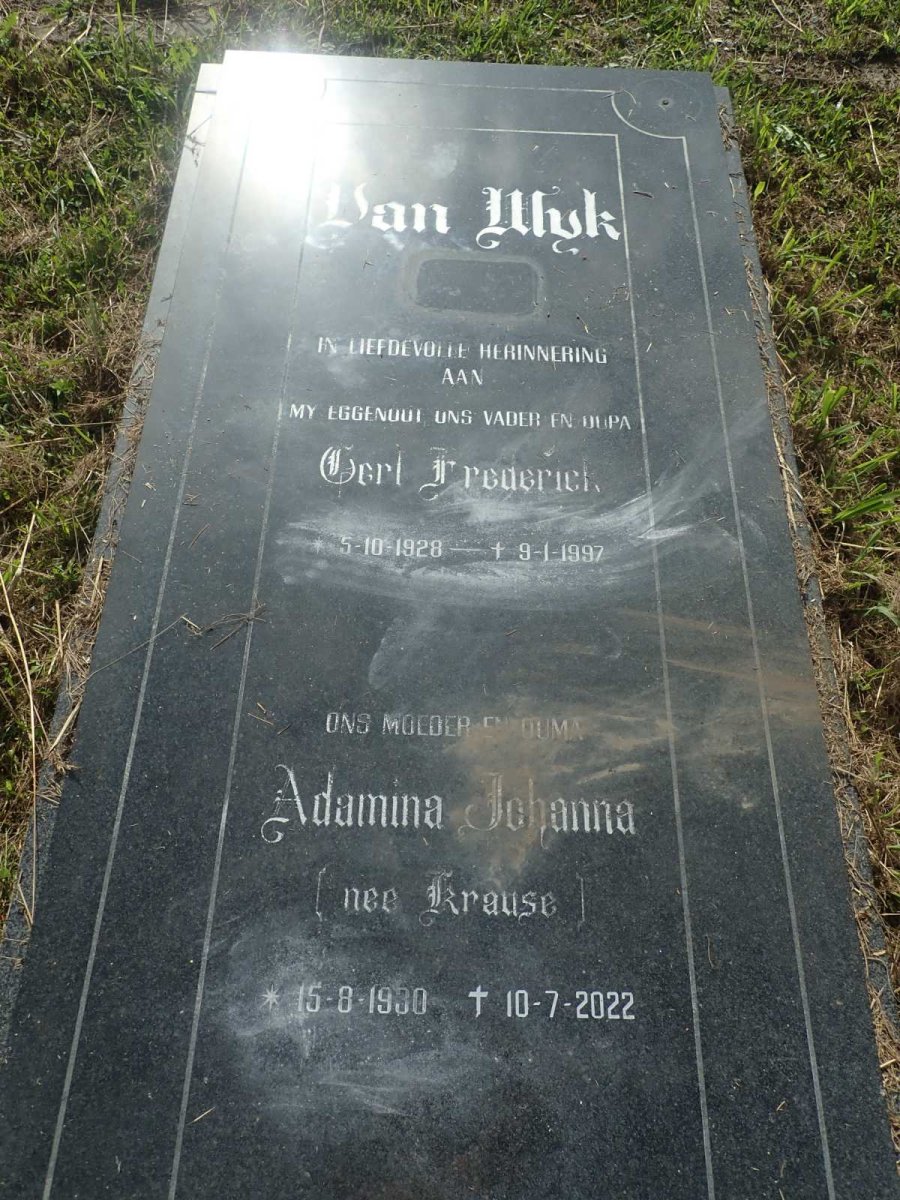 WYK Gert Frederick, van 1928-1997 &amp; Adamina Johanna KRAUSE 1930-2022