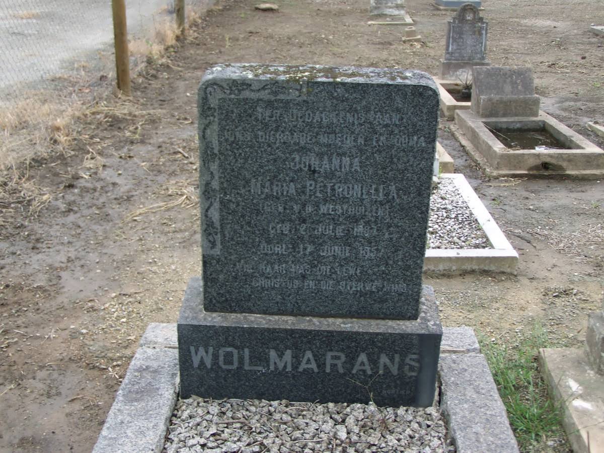 WOLMARANS Johanna Maria Petronella nee VAN DER WESTHUIZEN 1897-1957