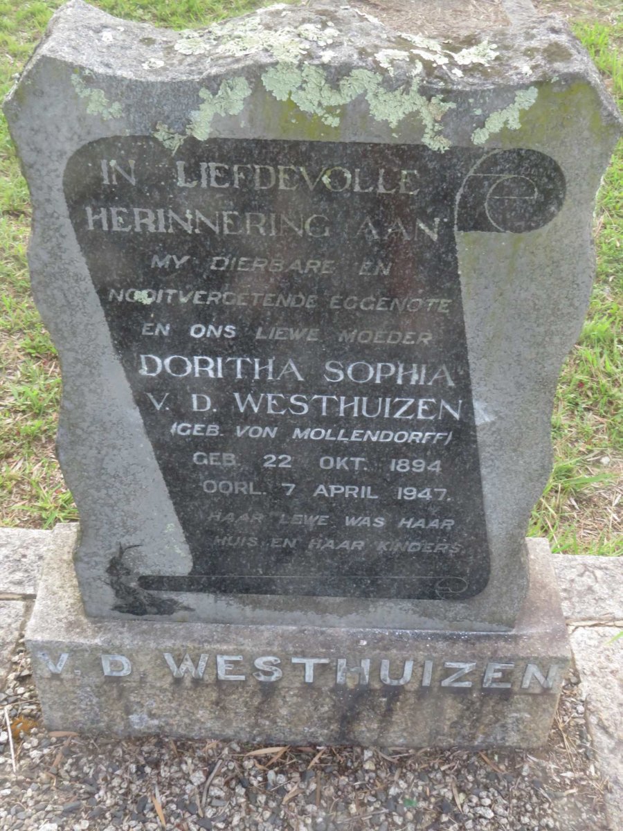 WESTHUIZEN Doritha Sophia, v.d. nee VON MOLLENDORFF 1894-1947