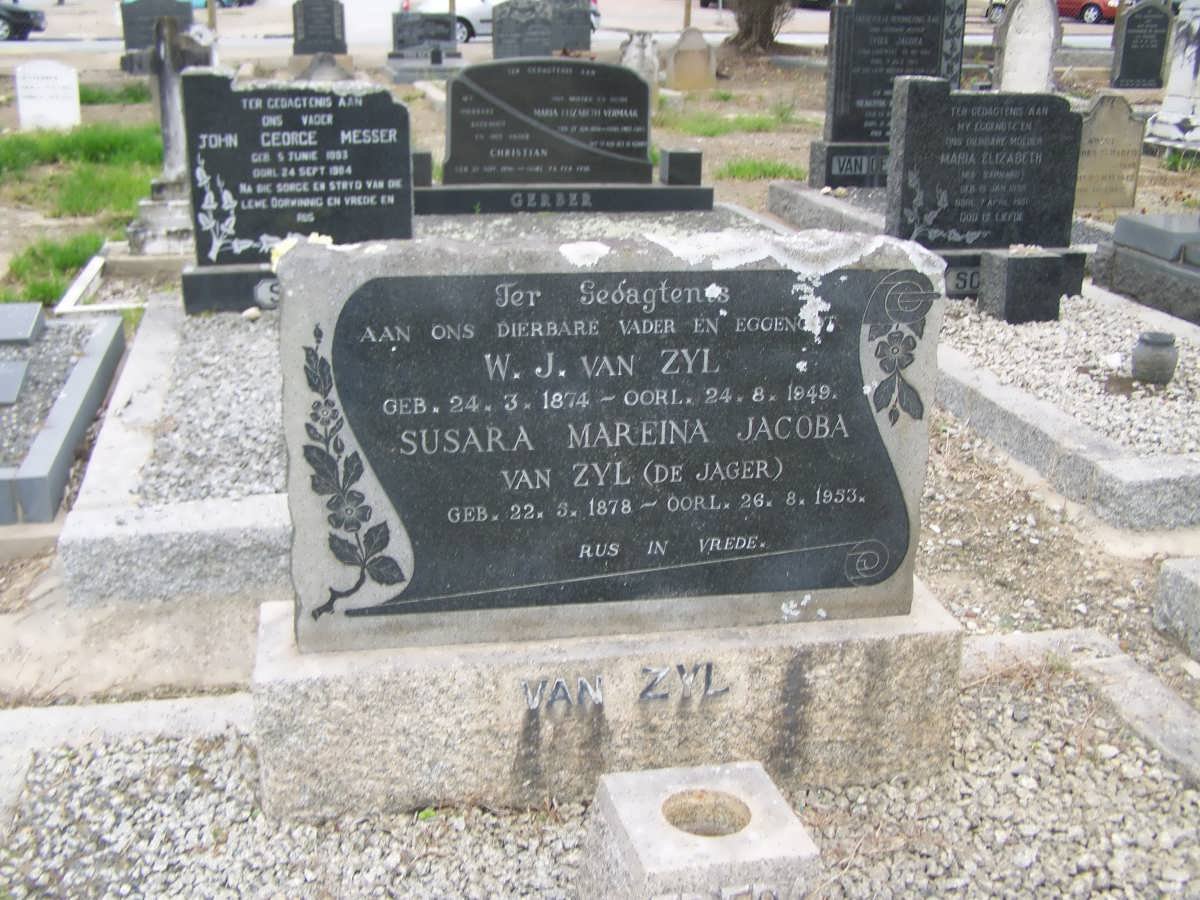 ZYL W.J., van 1874-1949 &amp; Susara Mareina Jacoba DE JAGER 1878-1953