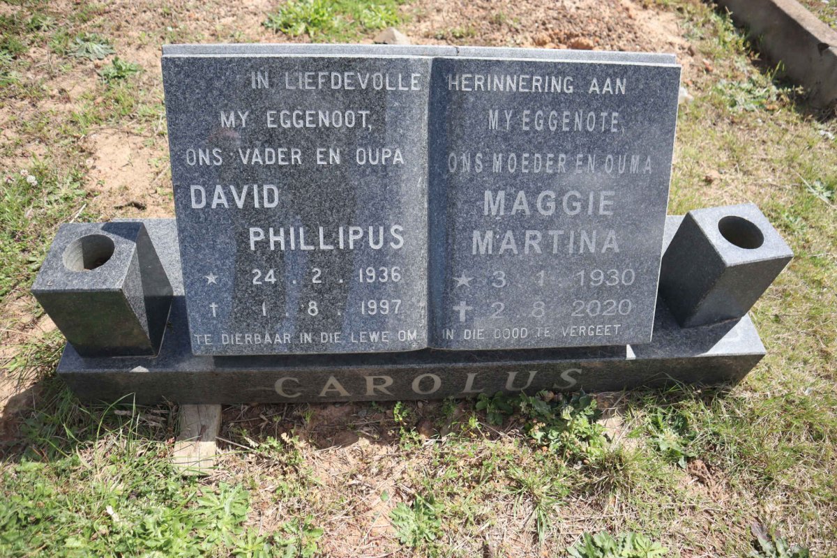 CAROLUS David Phillipus 1936-1997 & Maggie Martina 1930-2020