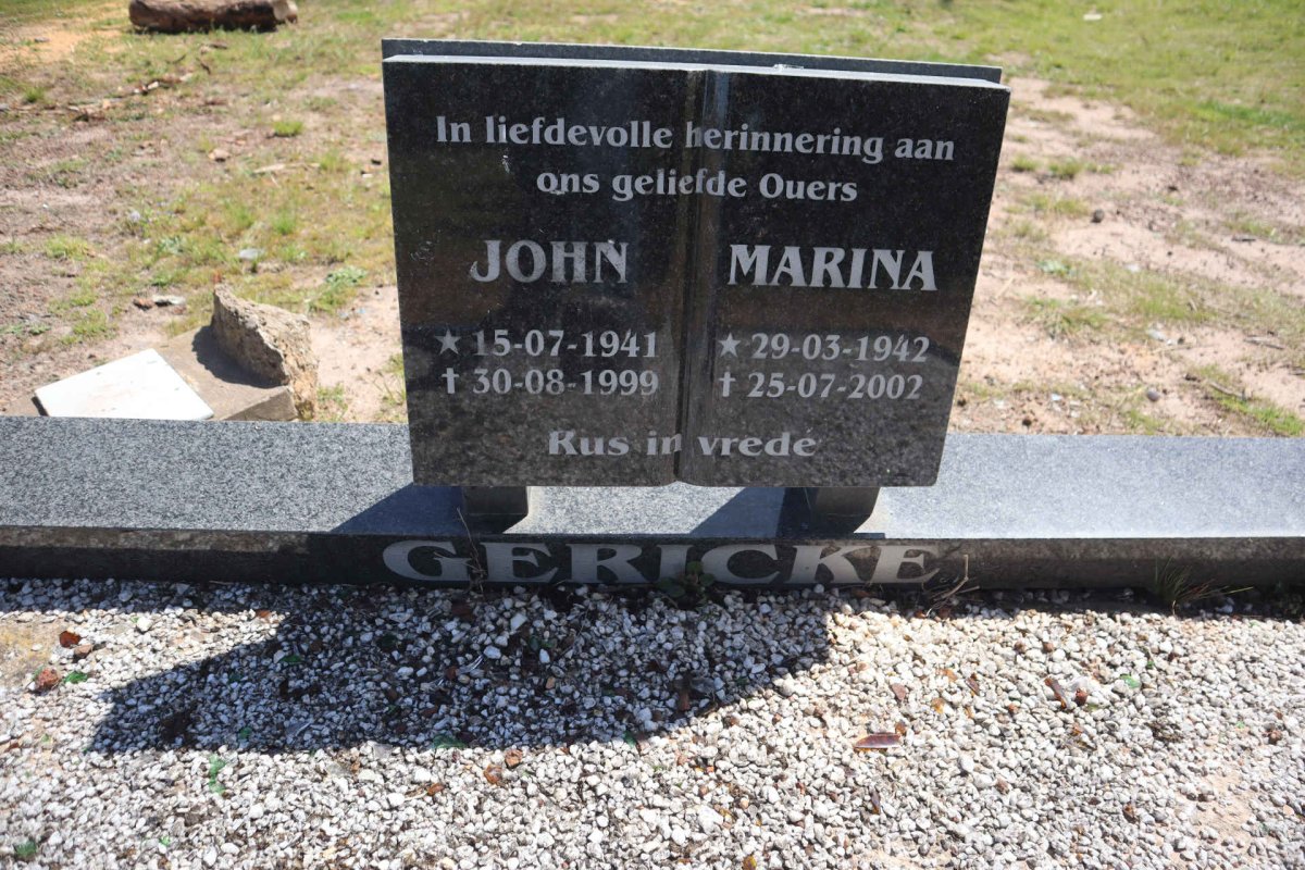 GERICKE John 1941-1999 & Marina 1942-2002