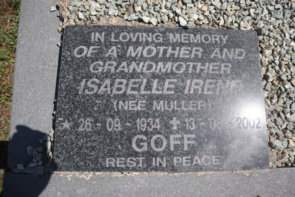 GOFF Isabelle Irene nee MULLER 1934-2002
