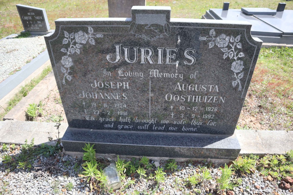 JURIES Joseph Johannes 1924-1991 & Augusta Oosthuizen 1928-1992