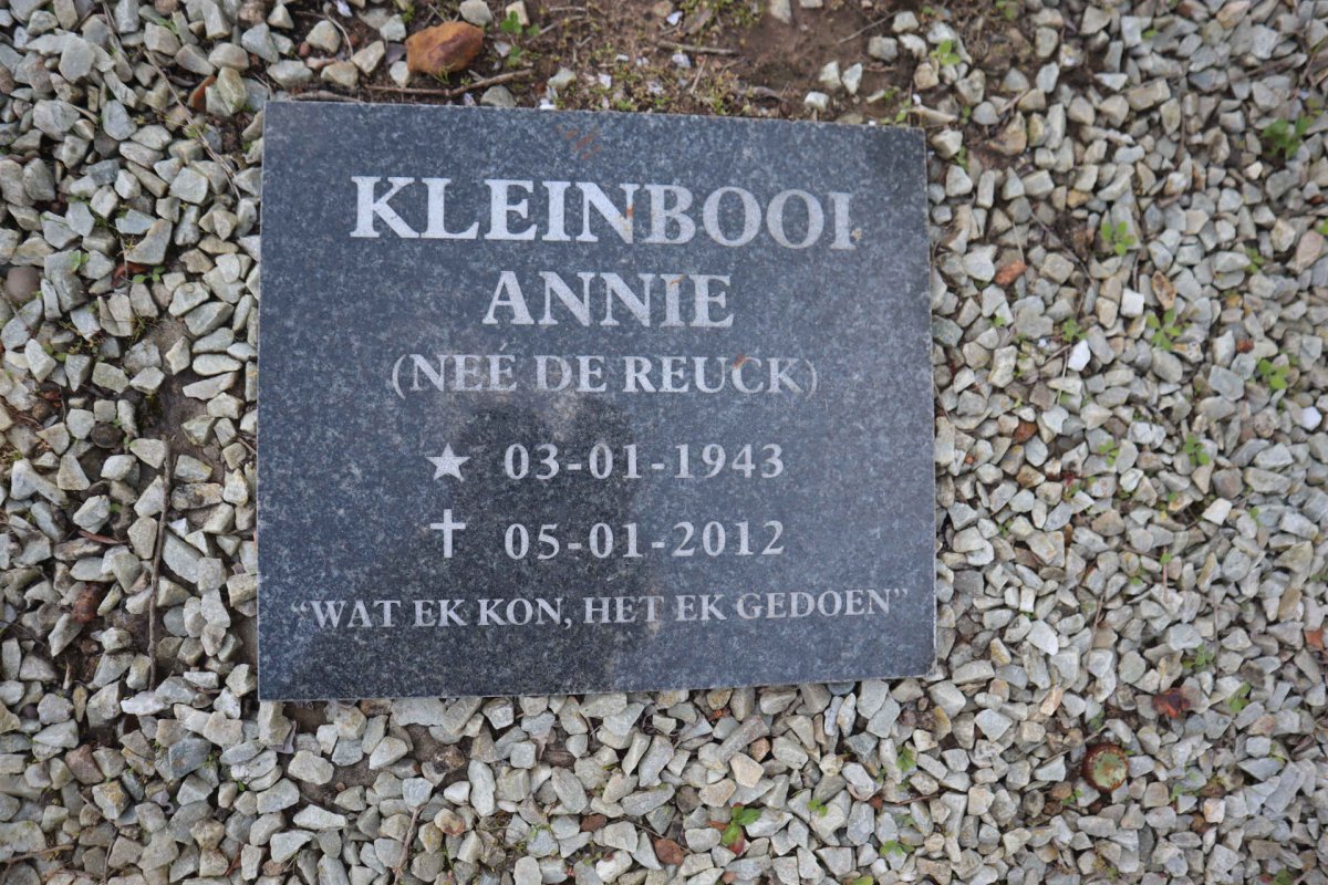 KLEINBOOI Annie nee DE REUCK 1943-2012