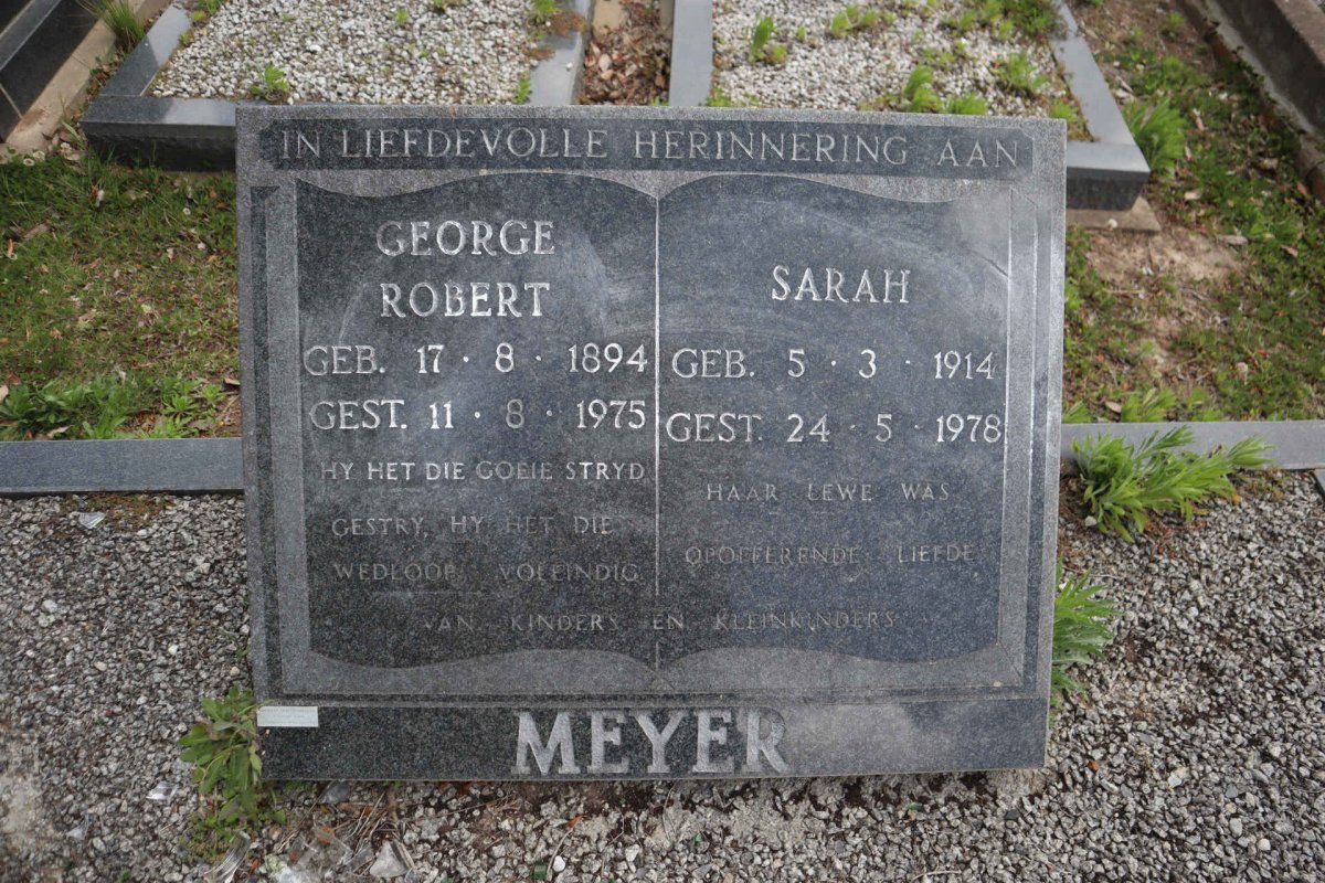 MEYER George Robert 1894-1975 :: MEYER Sarah 1914-1978