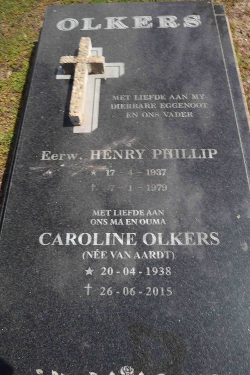 OLKERS Henry Phillip 1937-1979 & Caroline VAN AARDT 1938-2015