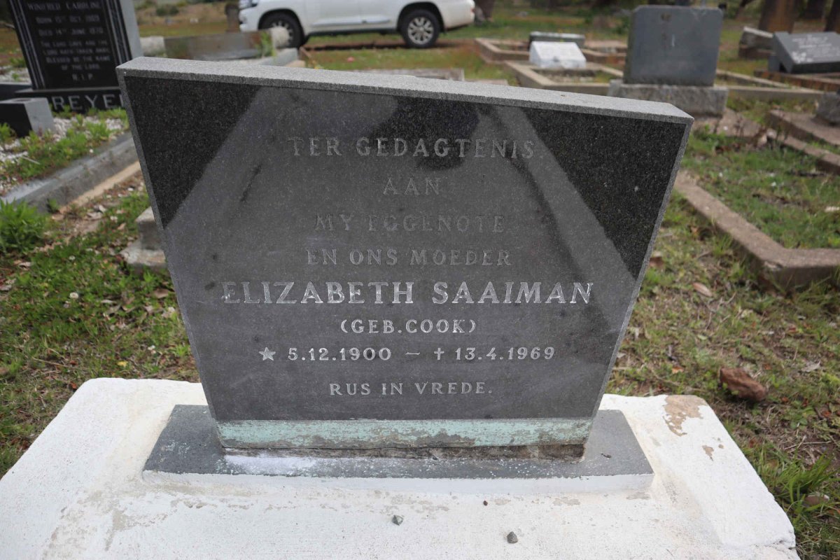 SAAIMAN Elizabeth nee COOK 1900-1969