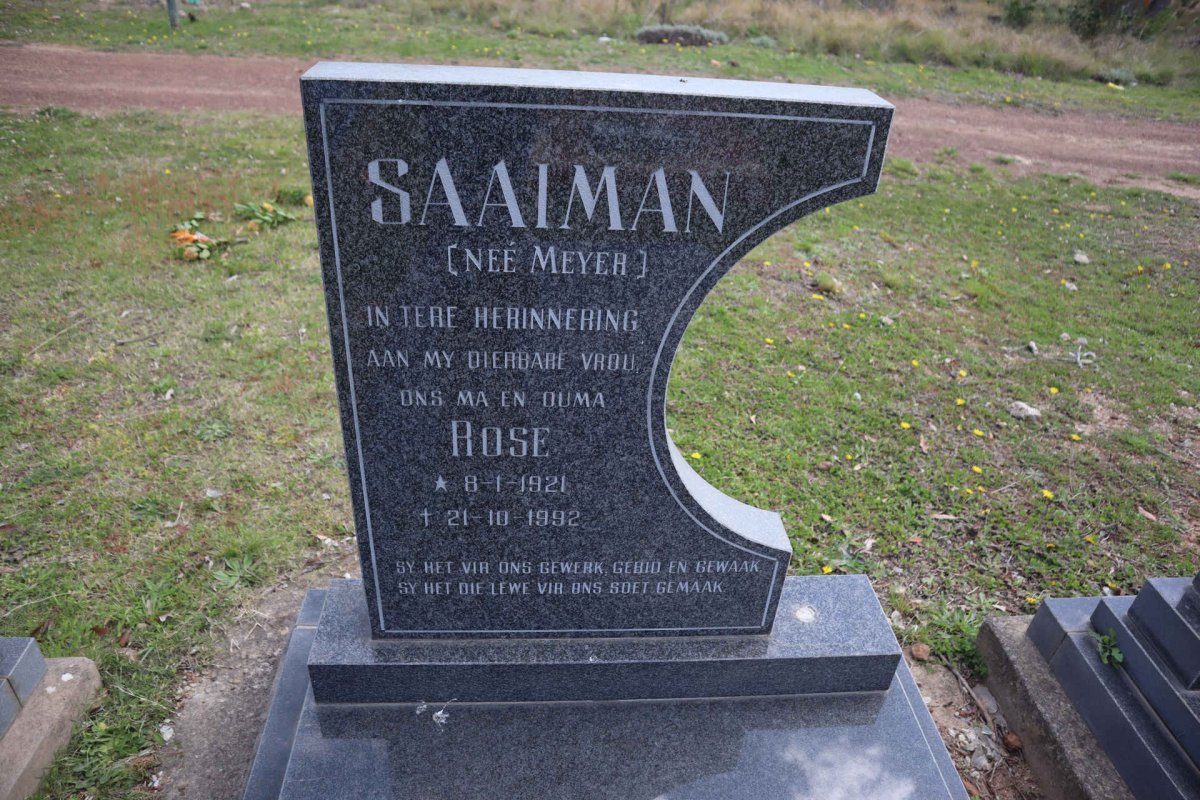 SAAIMAN Rose nee MEYER 1921-1992