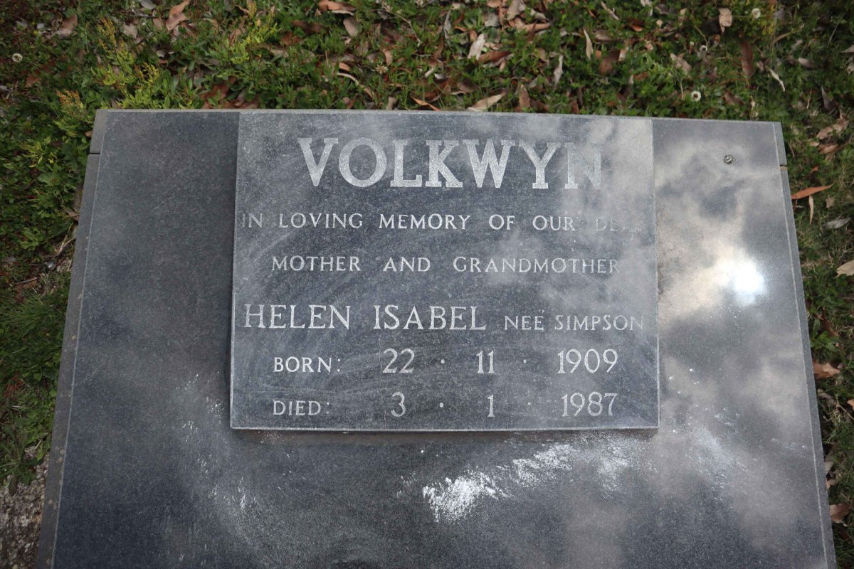 VOLKWYN Helen Isabel nee SIMPSON 1909-1987