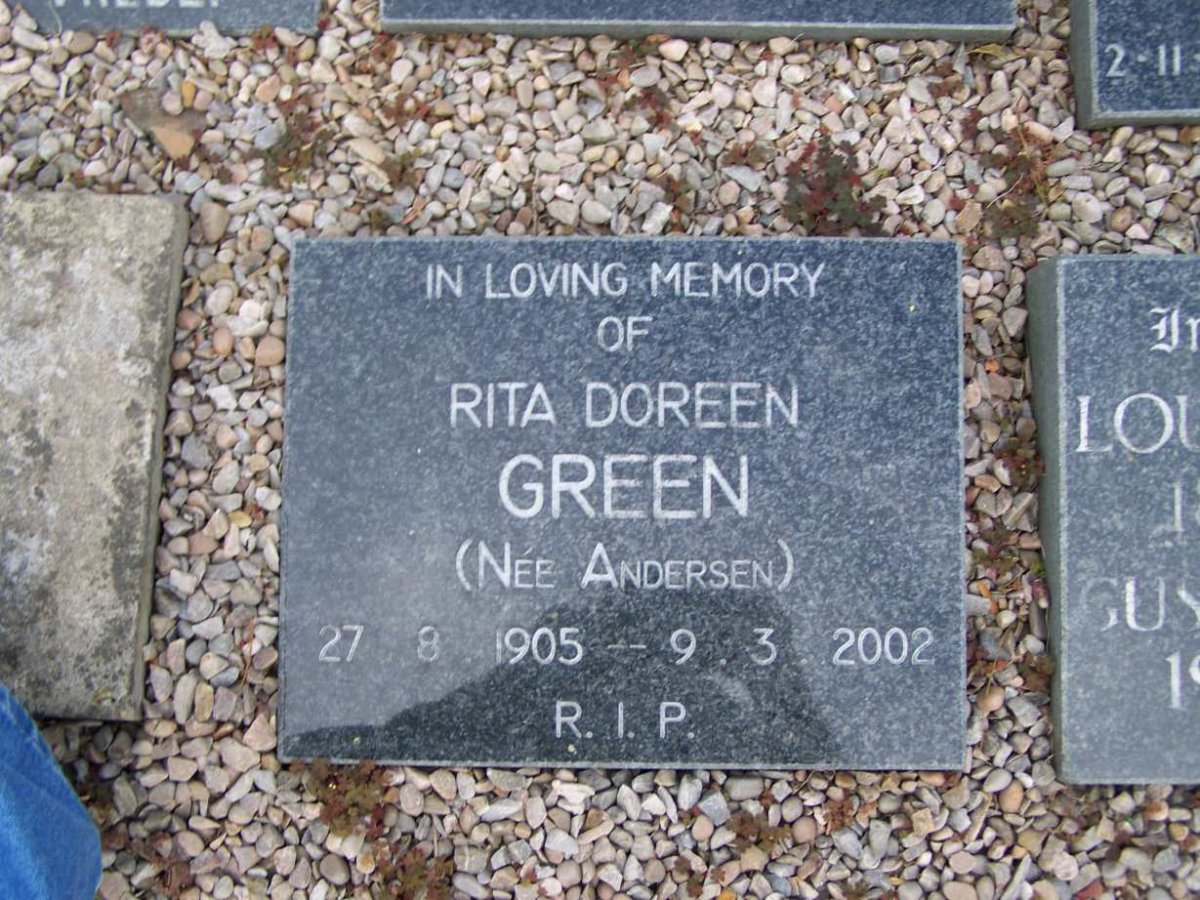 GREEN Rita Doreen nee ANDERSEN 1905-2002