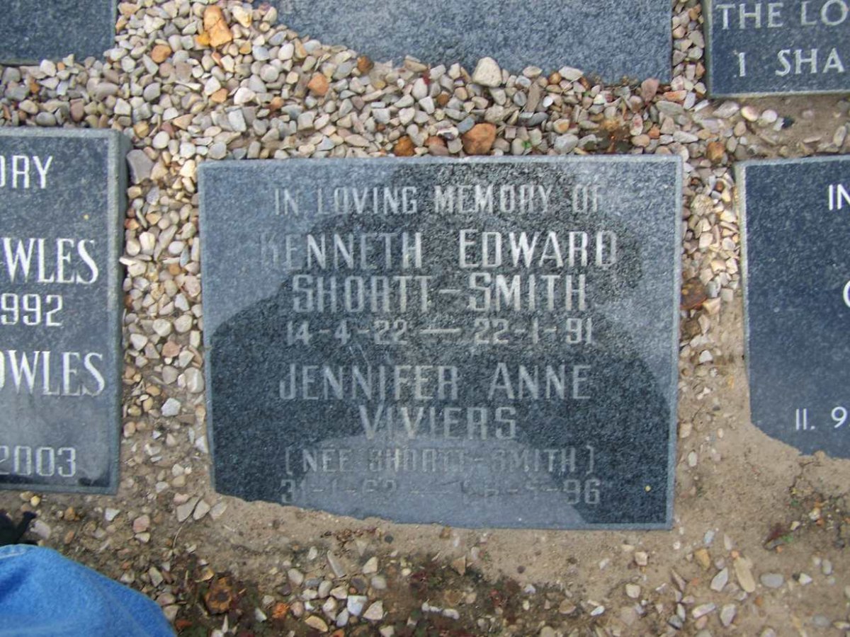 SMITH Kenneth Edward, Shortt 1922-1991 :: VIVIERS Jennifer Anne nee SHORTT-SMITH 1962-1996