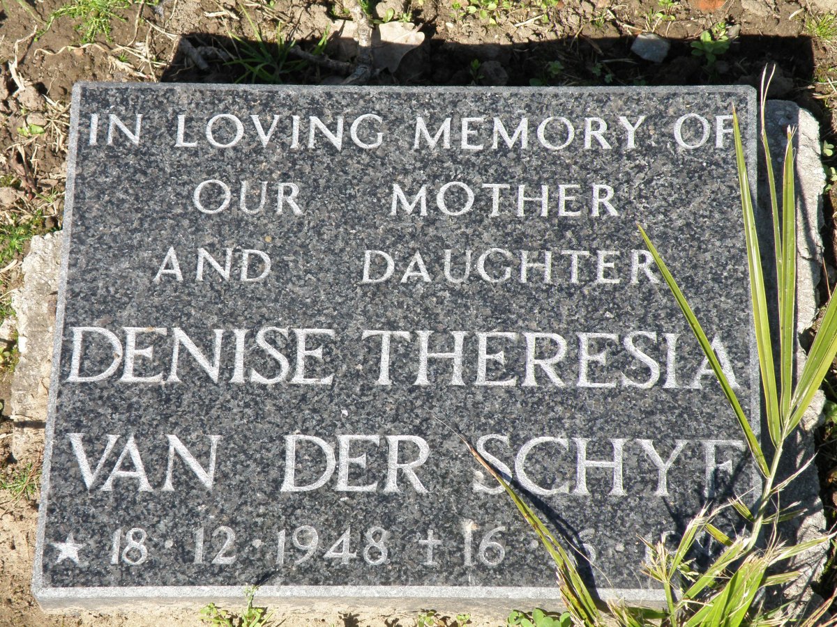SCHYF Denise Theresia, van der 1948- 1988