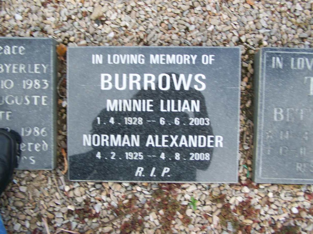 BURROWS Norman Alexander 1925-2008 &amp; Minnie Lilian 1928-2003