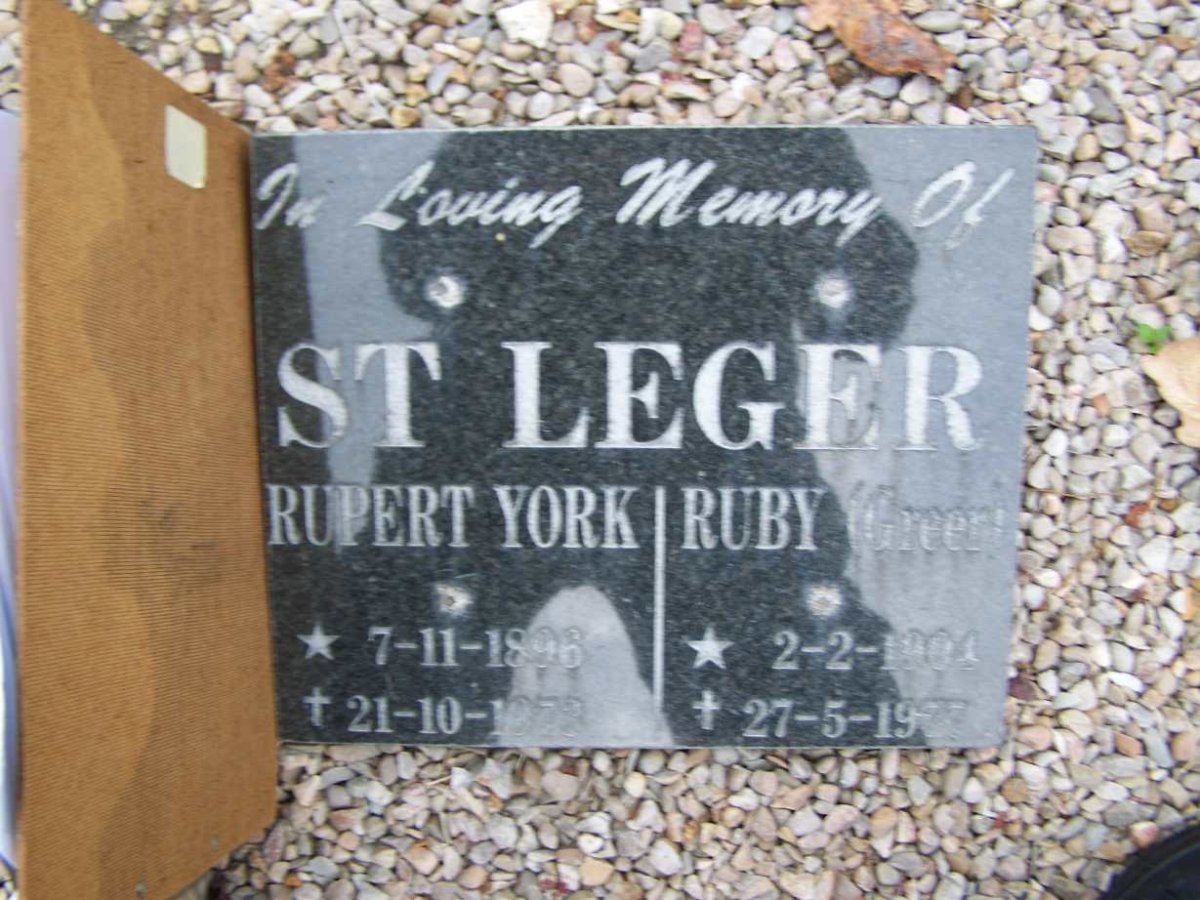 ST. LEGER Rupert York 1896-1973 &amp; Ruby GREER 1904-1977