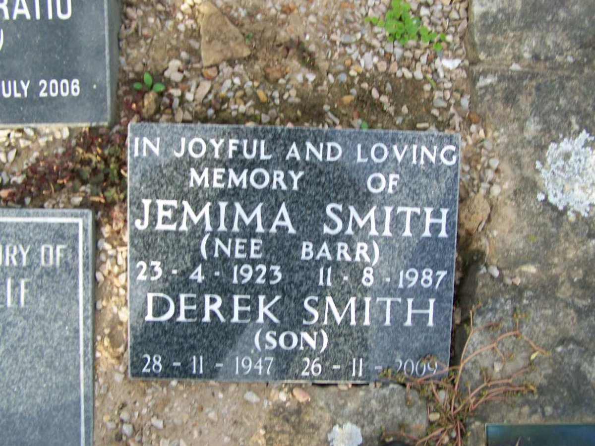 SMITH Jemina nee BARR 1923-1987 :: SMITH Derek 1947-2009