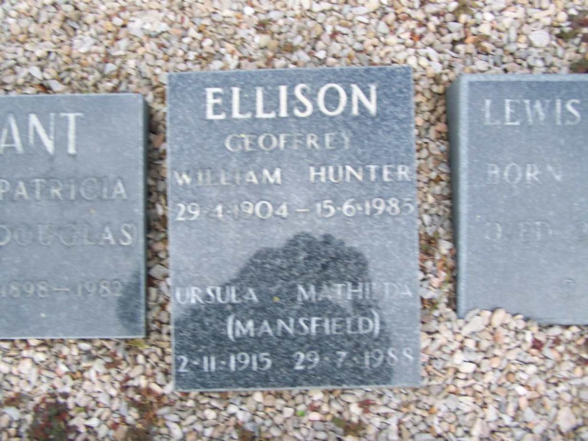 ELLISON Geoffrey William Hunter 1905-1985 &amp; Ursula Mathilda MANSFIELD 1915-1988
