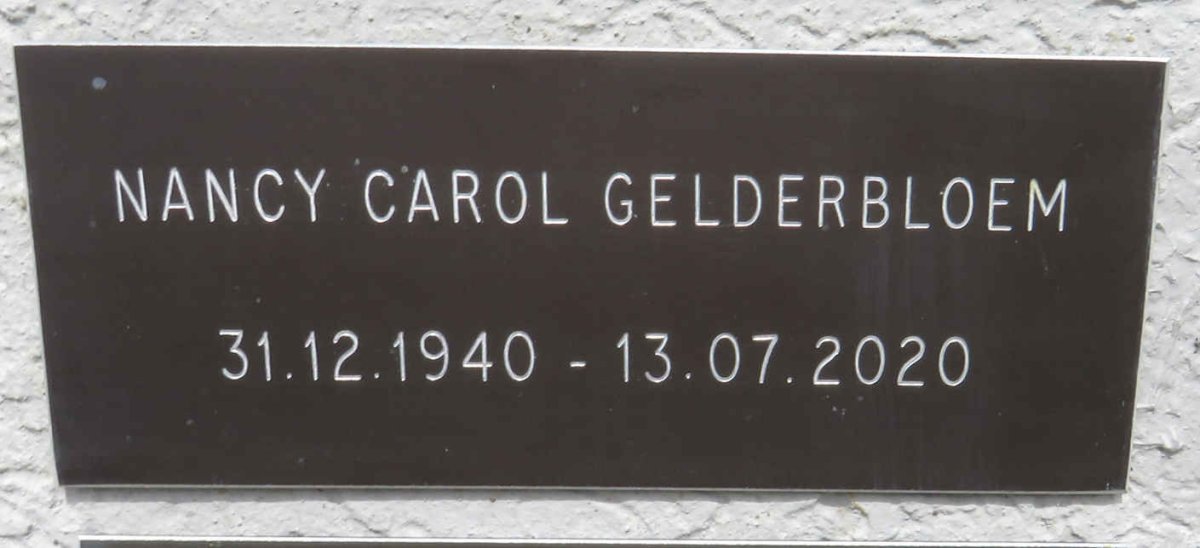 GELDERBLOEM Nancy Carol 1940-2020