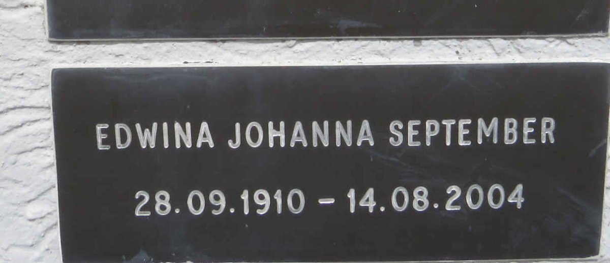 SEPTEMBER Edwina Johanna 1910-2004