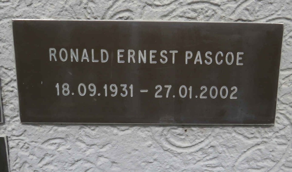 PASCOE Ronald Ernest 1931-2002