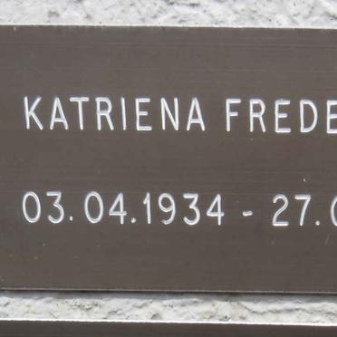FREDERICKS Katriena 1934-2011