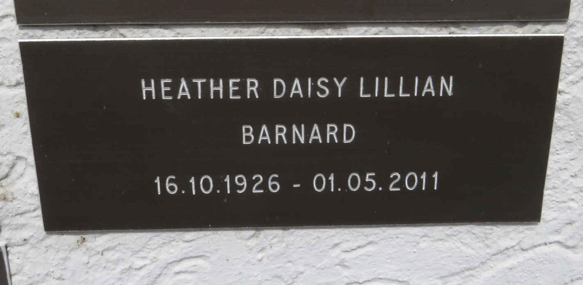 BARNARD Heather Daisy Lillian 1926-2011