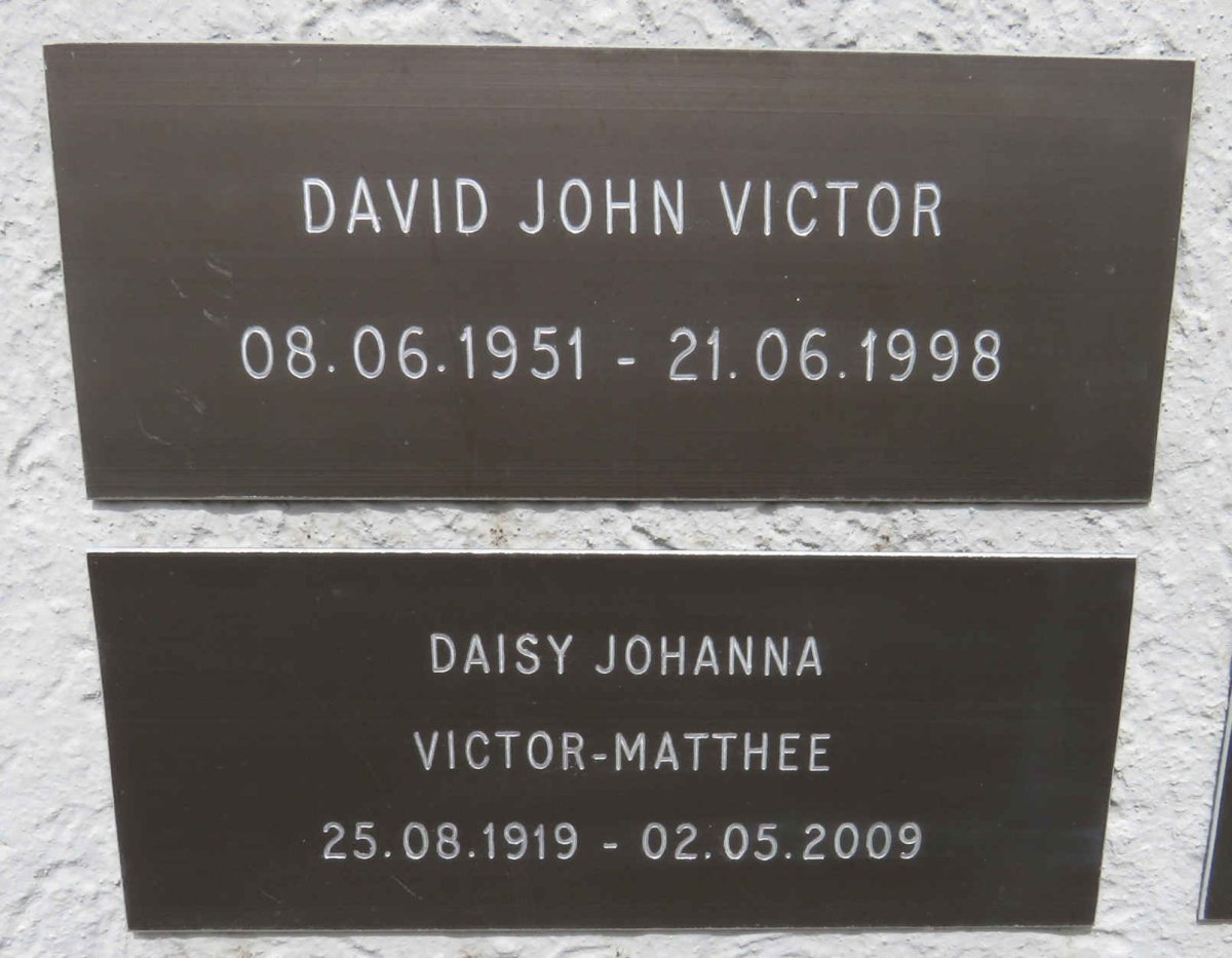 VICTOR David John 1951-1998 :: MATTHEE  Daisy Johanna, VICTOR- 1919-2009 