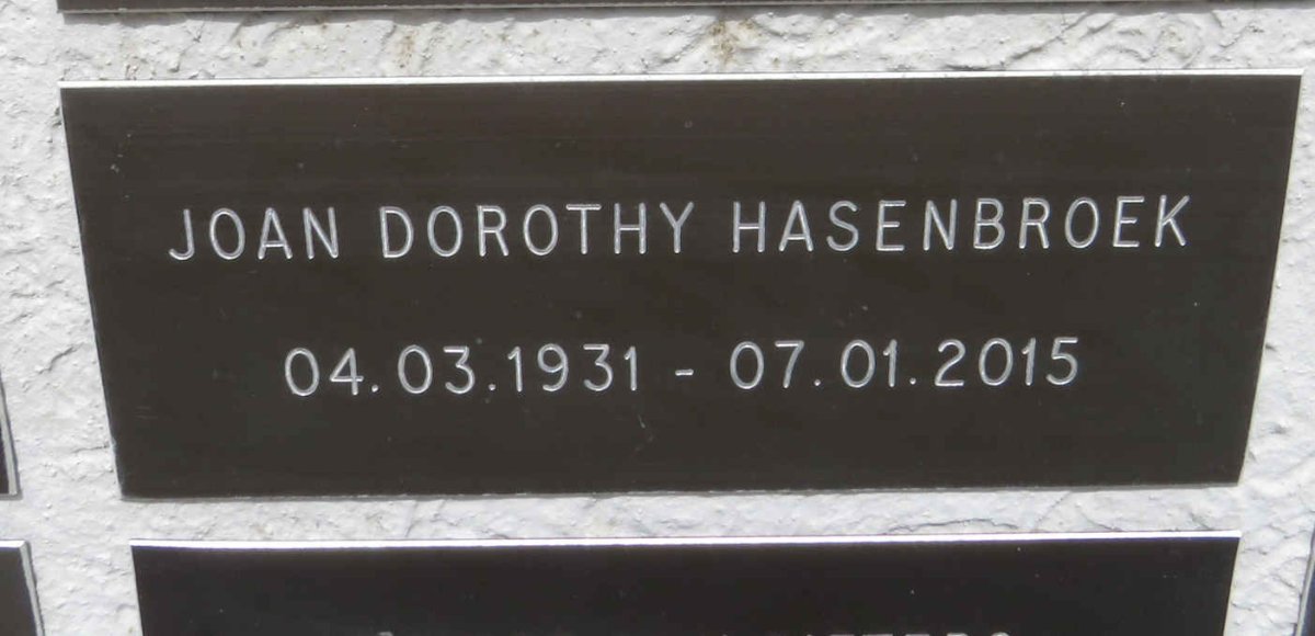 HASENBROEK Joan Dorothy 1931-2015