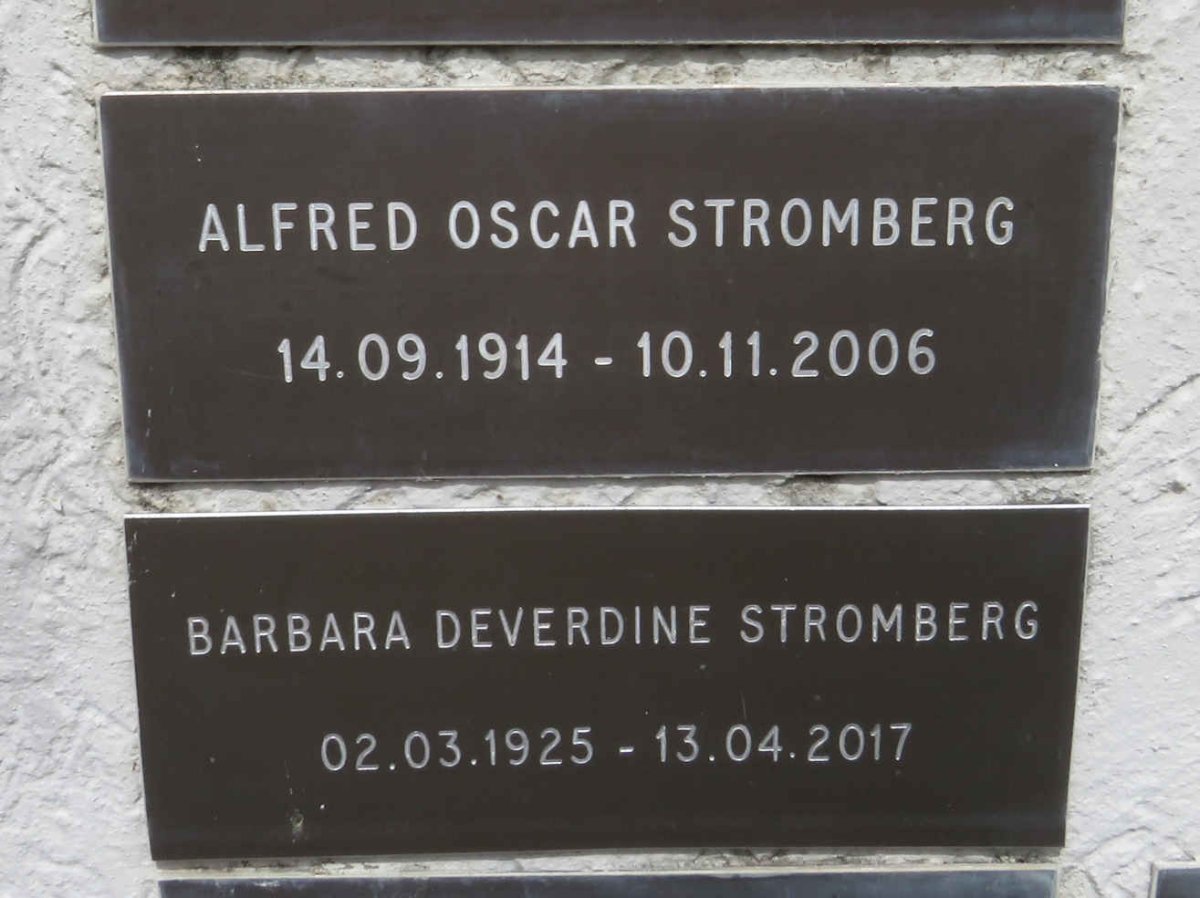 STROMBERG Alfred Oscar 1914-2006 & Barbara Deverdine 1925-2017