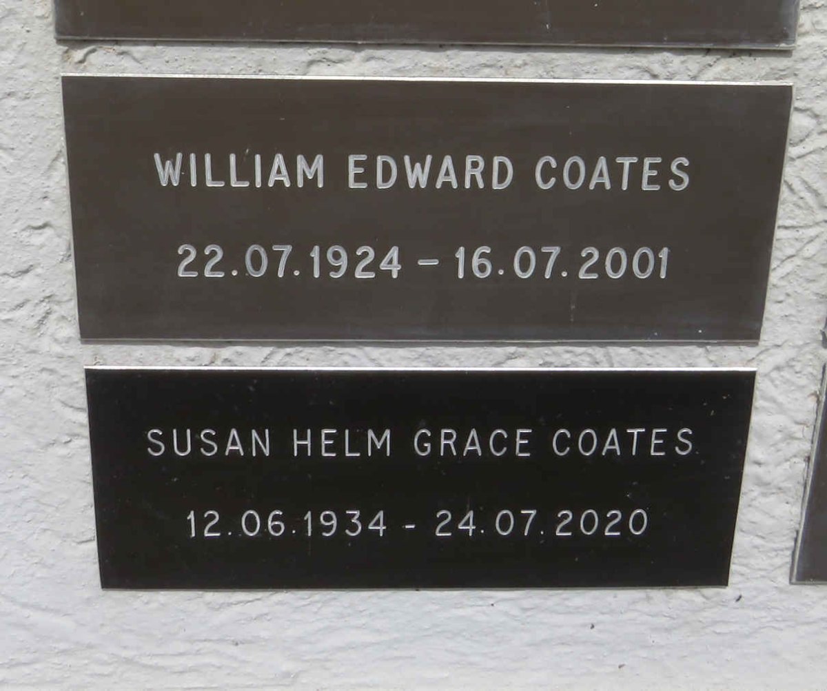COATES William Edward 1924-2001 & Susan Helm Grace 1934-2020