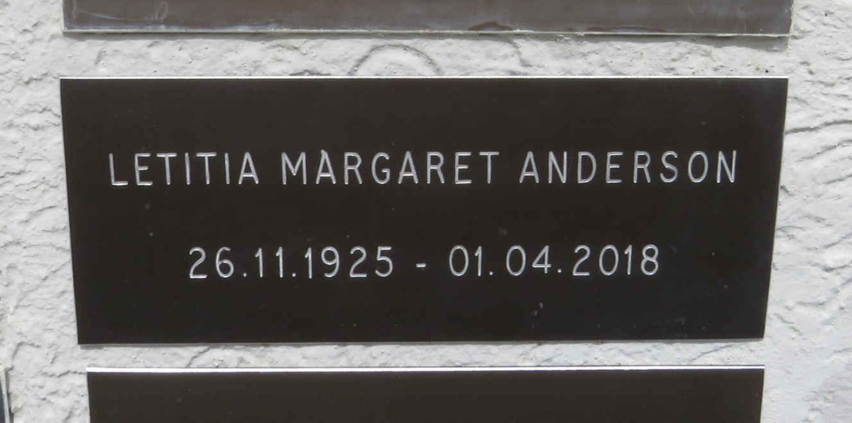 ANDERSON Letitia Margaret 1925-2018