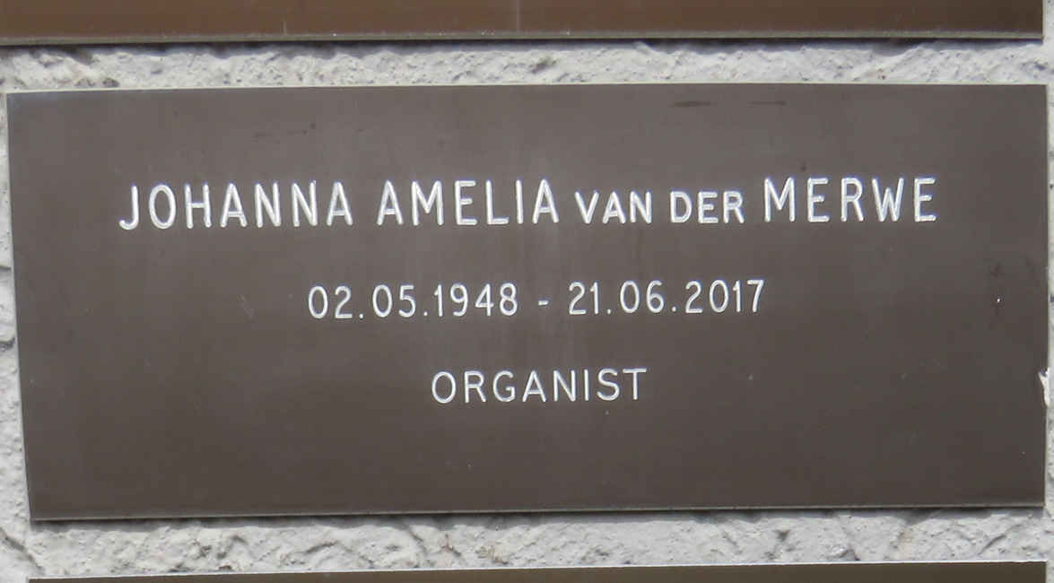 MERWE Johanna Amelia, van der 1948-2017