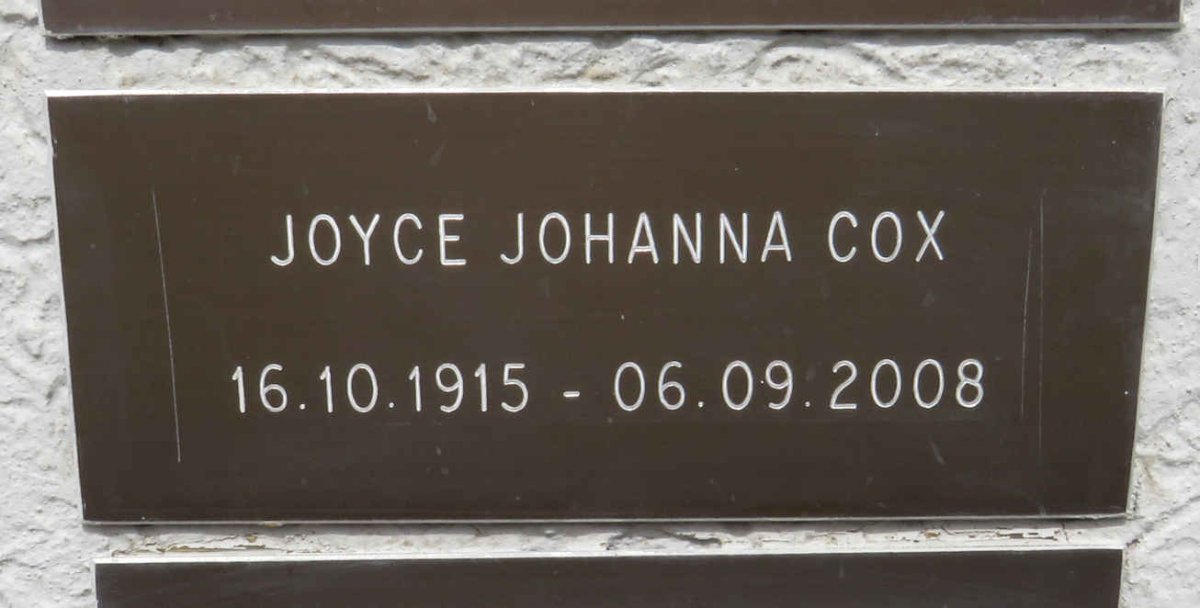 COX Joyce Johanna 1915-2008