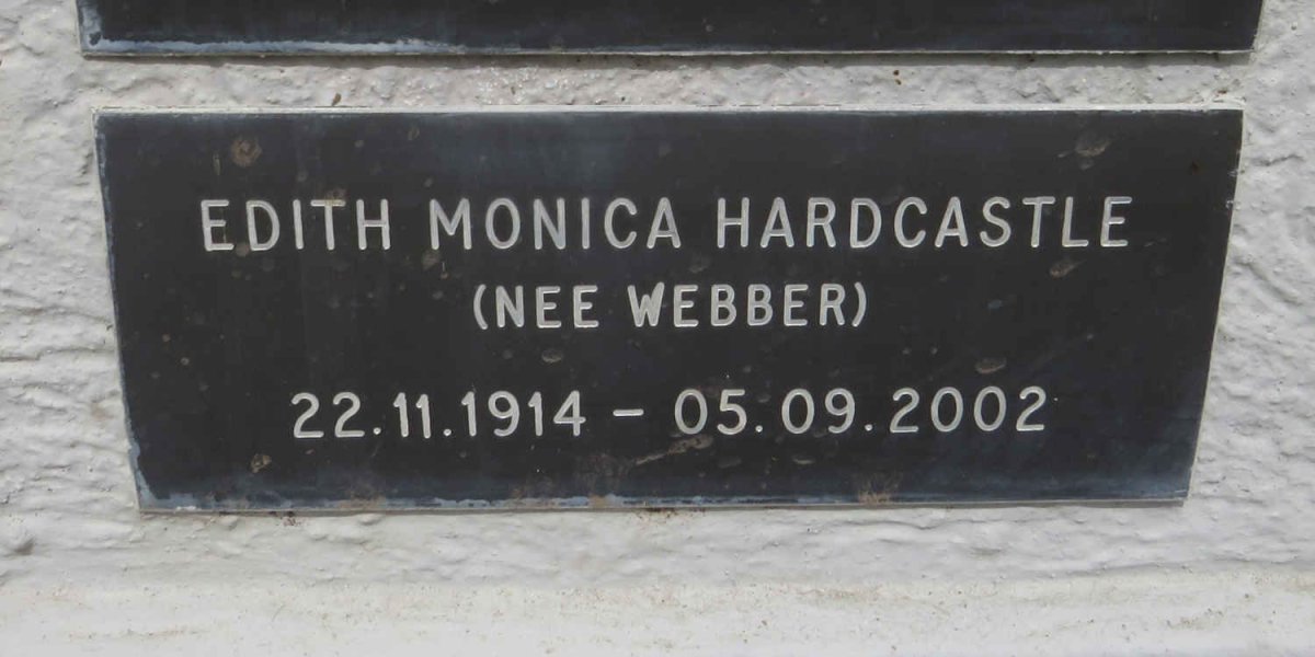 HARDCASTLE Edith Monica nee WEBBER 1914-2002
