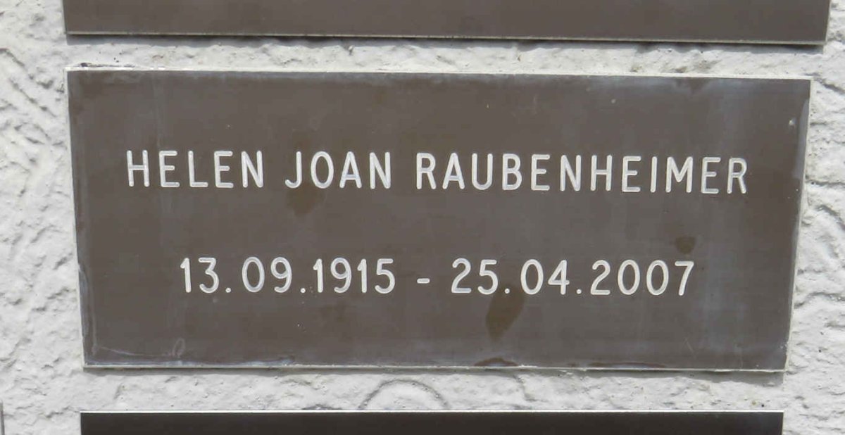 RAUBENHEIMER Helen Joan 1915-2007