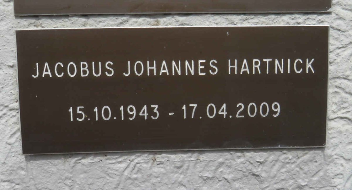 HARTNICK Jacobus Johannes 1943-2009
