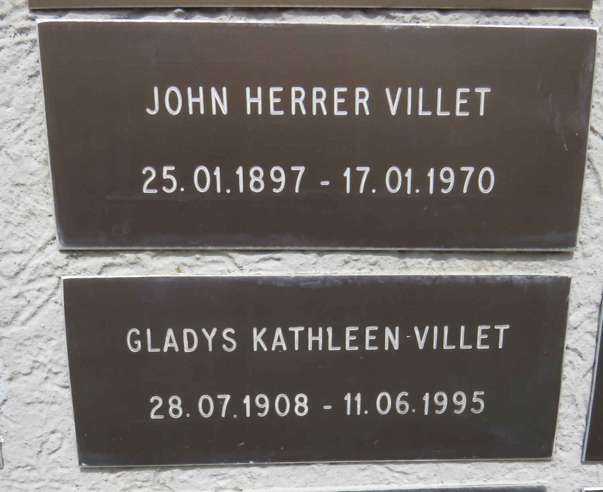 VILLET John Herrer 1897-1970 & Gladys Kathleen 1908-1995