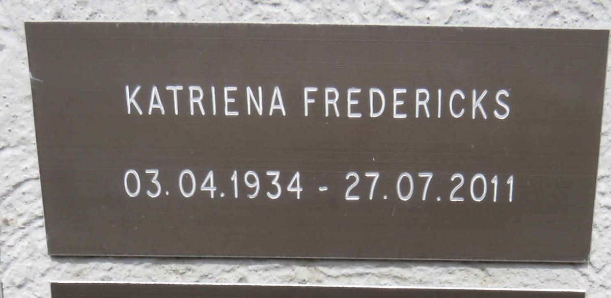 FREDERICKS Katriena 1934-2011