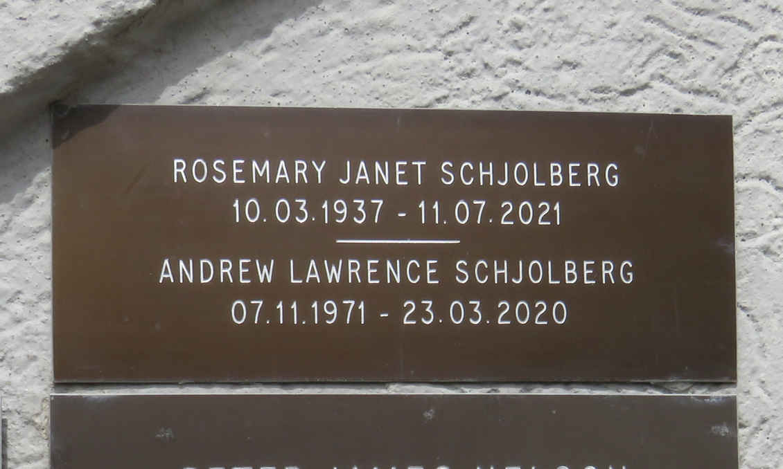 SCHJOLBERG Andrew Lawrence 1971-2020 :: SCHJOLBERG Rosemary Janet 1937-2021