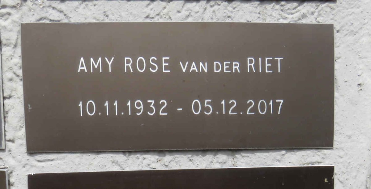 RIET Amy Rose, van der 1932-2017 