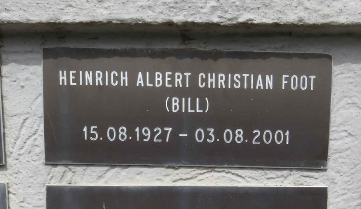 FOOT Heinrich Albert Christian 1927-2001