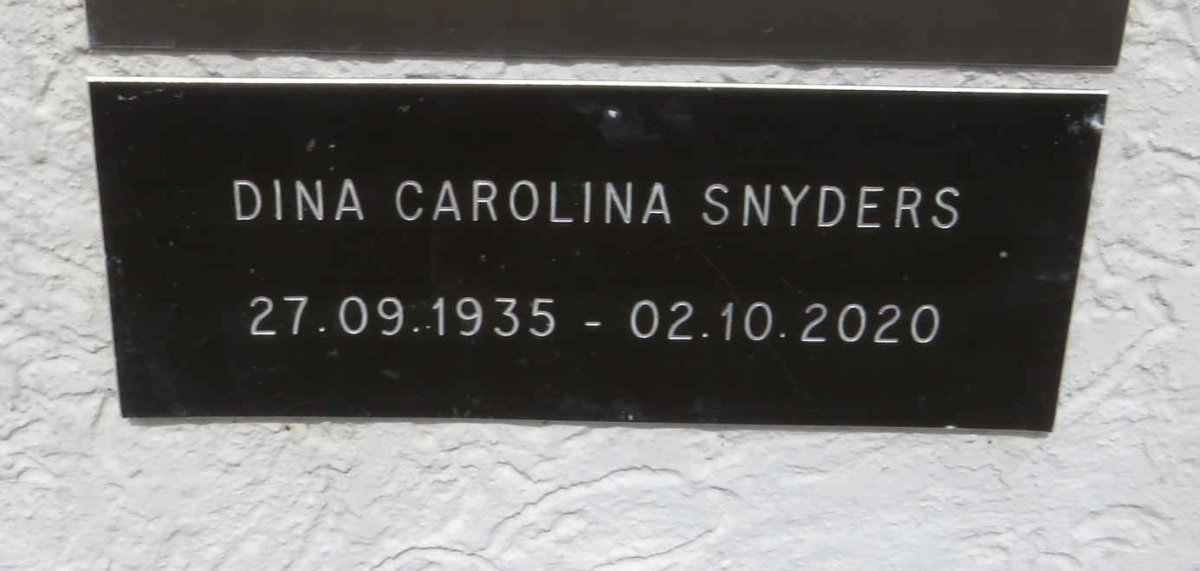 SNYDERS Dina Carolina 1935-2020