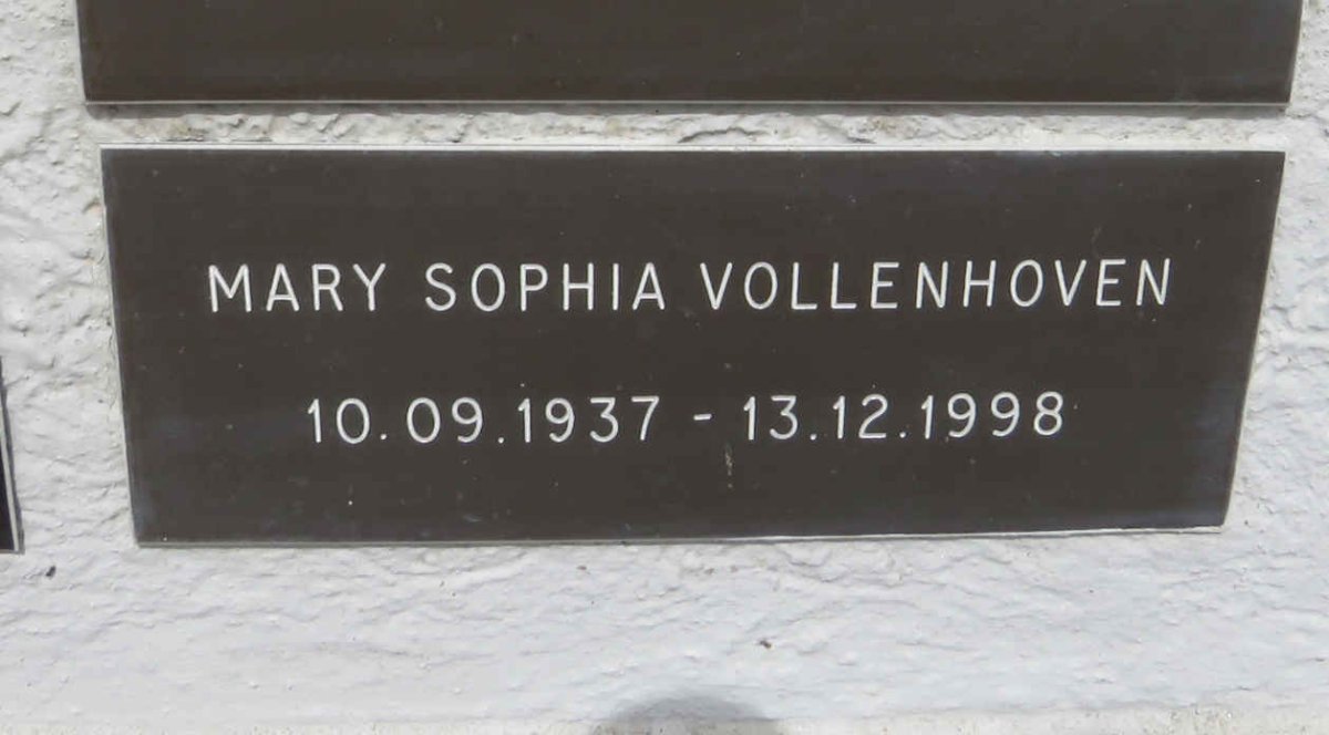 VOLLENHOVEN Mary Sophia 1937-1998