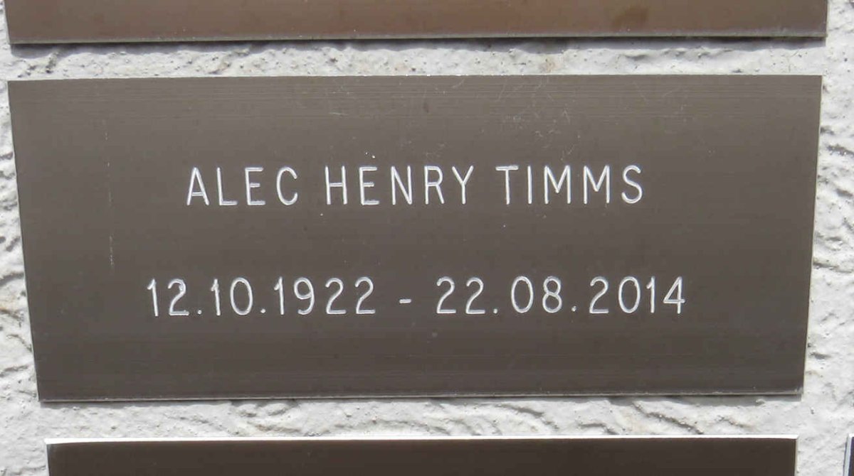 TIMMS Alec Henry 1922-2014