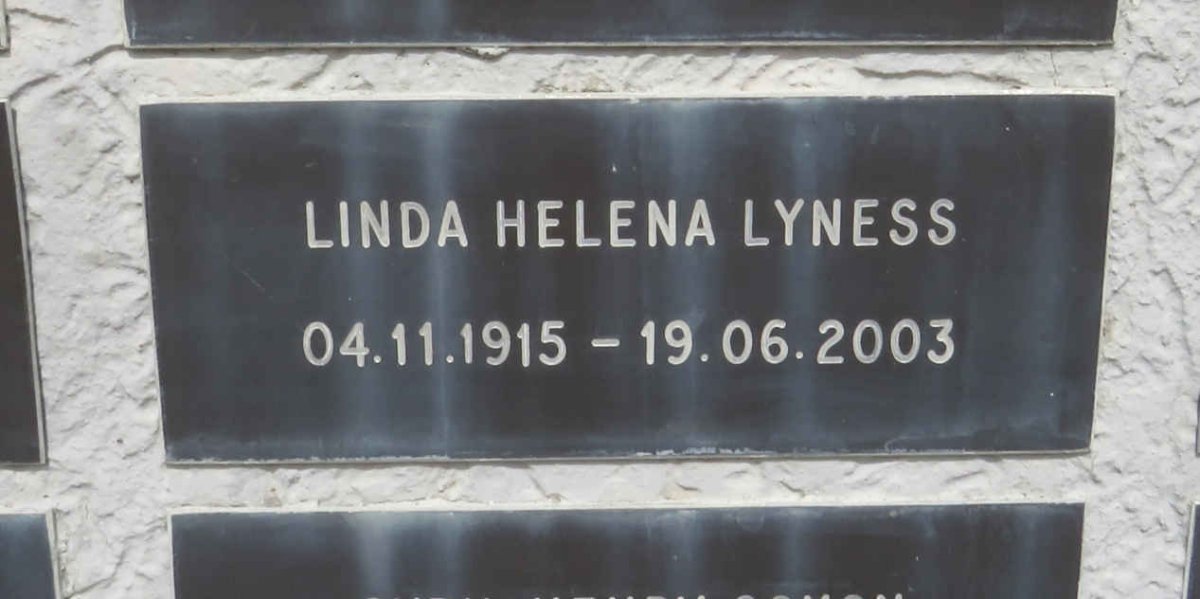 LYNESS Linda Helena 1915-2003